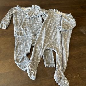 TWO Quincy Mae Pajamas in GRID 0-3 months